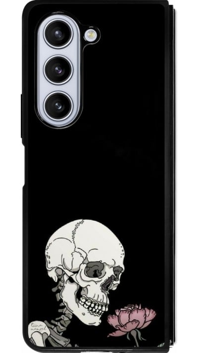 Coque Samsung Galaxy Z Fold5 - Silicone rigide noir Halloween 2023 rose and skeleton