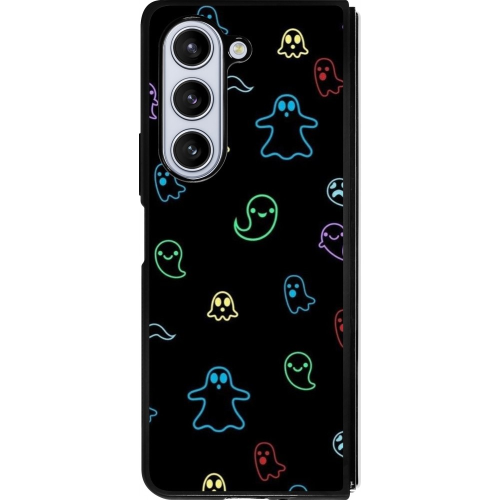 Samsung Galaxy Z Fold5 Case Hülle - Silikon schwarz Halloween 2024 colorful ghosts