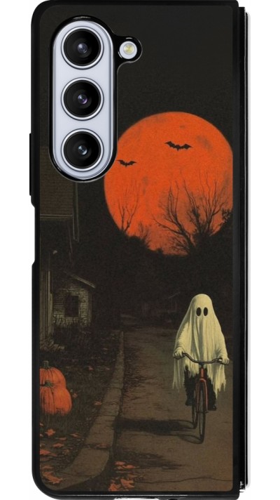 Samsung Galaxy Z Fold5 Case Hülle - Silikon schwarz Halloween 2025 Ghost on a bicycle Samsung Galaxy Z Fold5 Case Hülle - Silikon schwarz Halloween 2025 Ghost on a bicycle