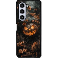 Samsung Galaxy Z Fold5 Case Hülle - Silikon schwarz Halloween 2025 Pumpkin with flowers
