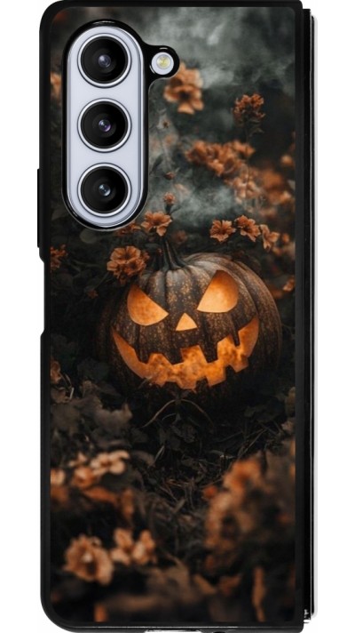 Samsung Galaxy Z Fold5 Case Hülle - Silikon schwarz Halloween 2025 Pumpkin with flowers Samsung Galaxy Z Fold5 Case Hülle - Silikon schwarz Halloween 2025 Pumpkin with flowers