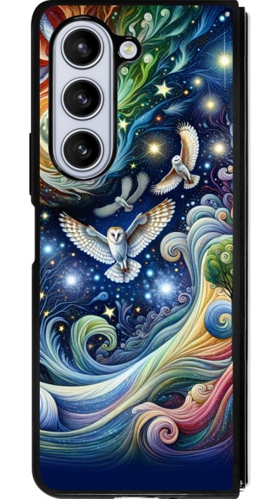 Samsung Galaxy Z Fold5 Case Hülle - Silikon schwarz Fliegender Blumen-Eule