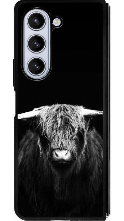 Coque Samsung Galaxy Z Fold5 - Silicone rigide noir Highland calf black