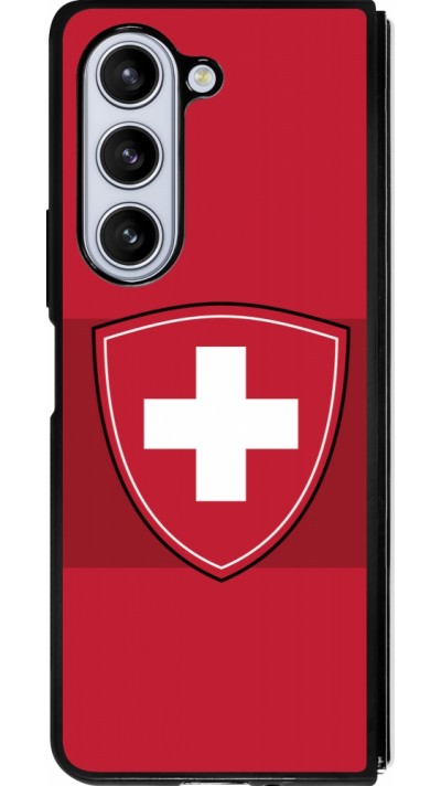 Coque Samsung Galaxy Z Fold5 - Silicone rigide noir Hockey World Championship Ecusson Suisse