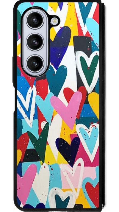 Samsung Galaxy Z Fold5 Case Hülle - Silikon schwarz Joyful Hearts
