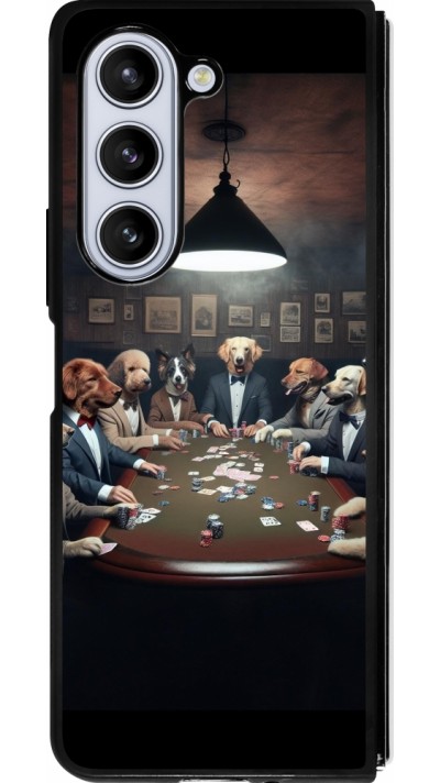 Coque Samsung Galaxy Z Fold5 - Silicone rigide noir Les pokerdogs