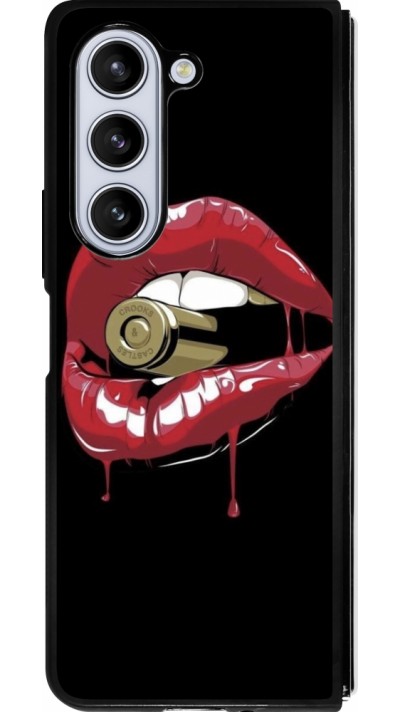 Samsung Galaxy Z Fold5 Case Hülle - Silikon schwarz Lips bullet