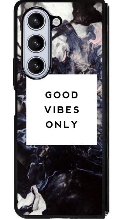 Coque Samsung Galaxy Z Fold5 - Silicone rigide noir Marble Good Vibes Only