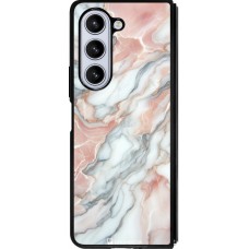 Coque Samsung Galaxy Z Fold5 - Silicone rigide noir Marbre Rose Lumineux