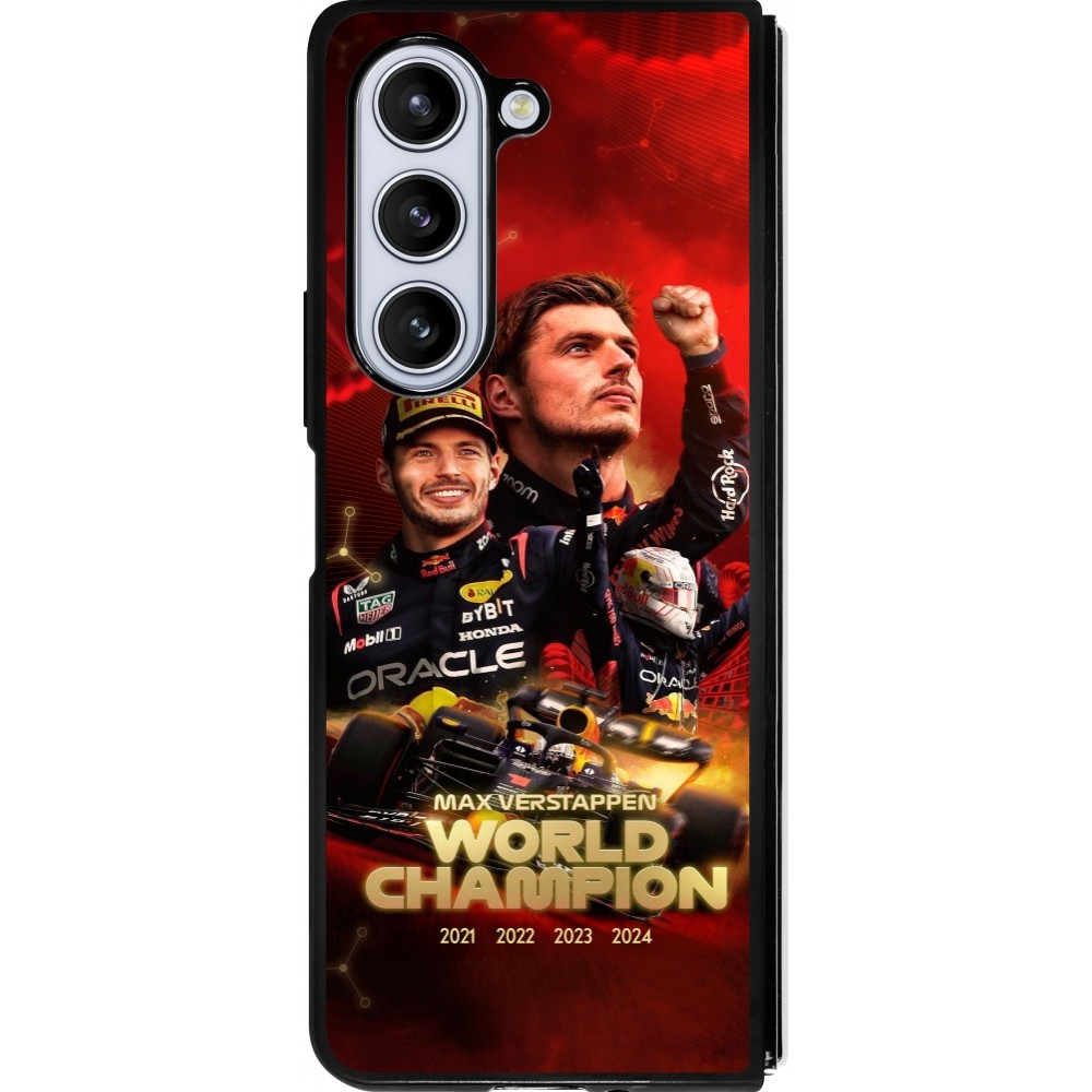 Coque Samsung Galaxy Z Fold5 - Silicone rigide noir Max Verstappen Champion 2023