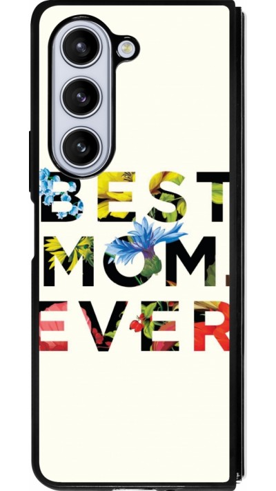 Coque Samsung Galaxy Z Fold5 - Silicone rigide noir Mom 2023 best Mom ever flowers