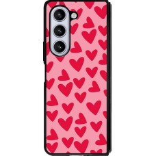 Coque Samsung Galaxy Z Fold5 - Silicone rigide noir Mom 2024 petits coeurs