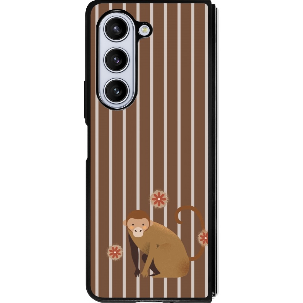 Coque Samsung Galaxy Z Fold5 - Silicone rigide noir Monkey with stripes