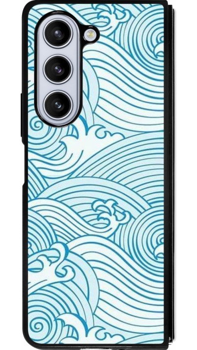Coque Samsung Galaxy Z Fold5 - Silicone rigide noir Ocean Waves