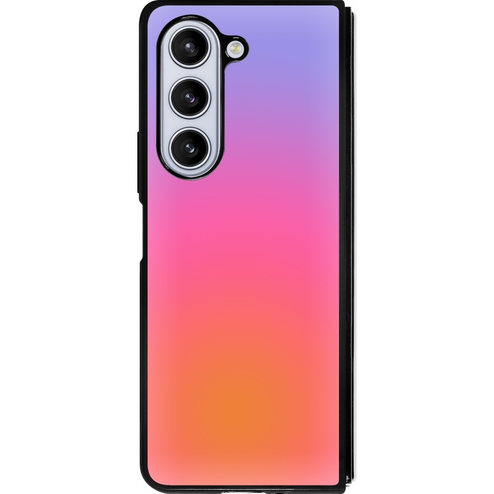 Coque Samsung Galaxy Z Fold5 - Silicone rigide noir Orange Pink Blue Gradient