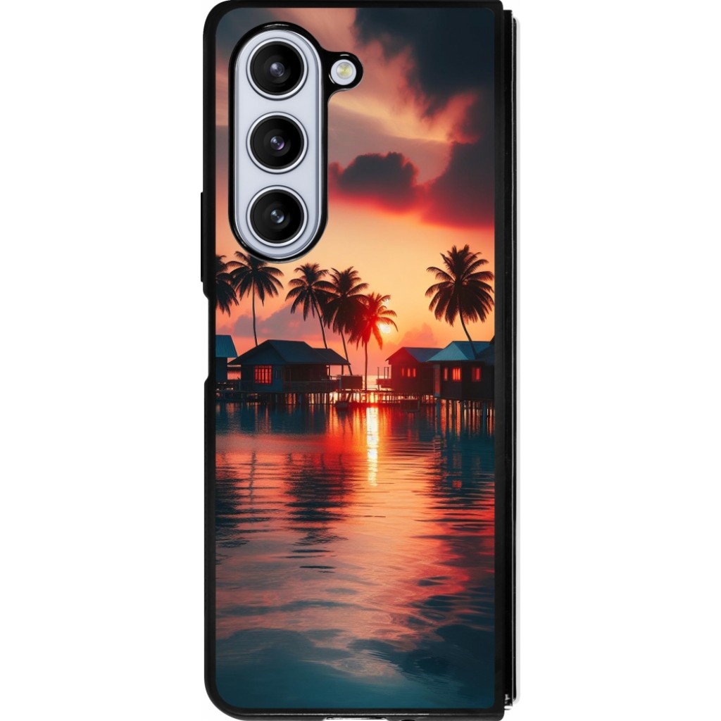 Samsung Galaxy Z Fold5 Case Hülle Silikon schwarz Paradies Malediven