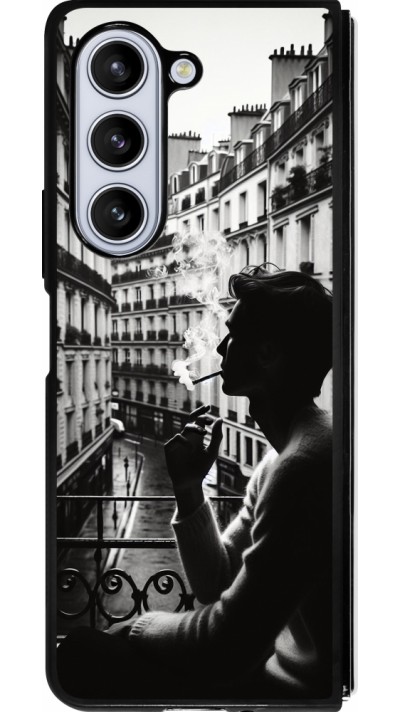Coque Samsung Galaxy Z Fold5 - Silicone rigide noir Parisian Smoker