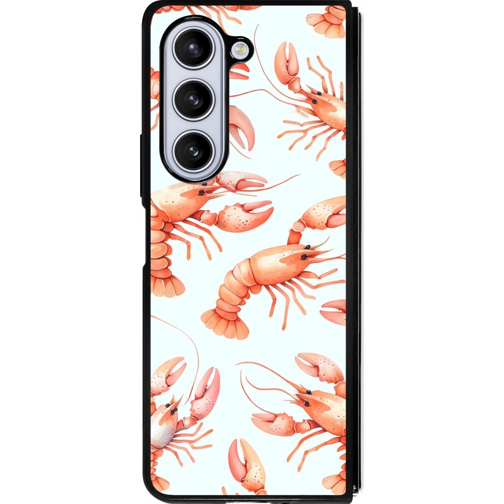 Coque Samsung Galaxy Z Fold5 - Silicone rigide noir Pattern de homards pastels