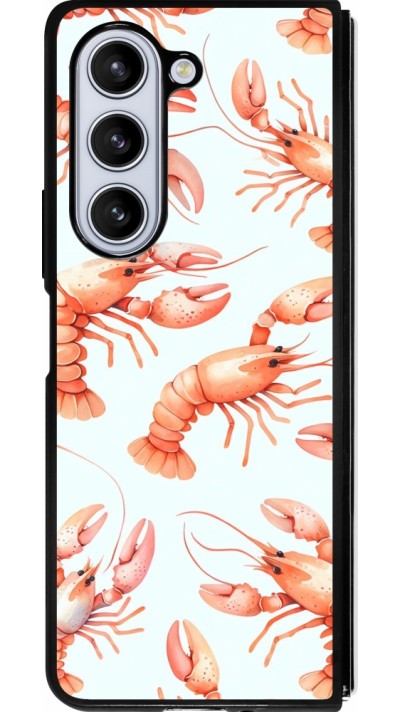 Coque Samsung Galaxy Z Fold5 - Silicone rigide noir Pattern de homards pastels