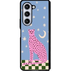 Coque Samsung Galaxy Z Fold5 - Silicone rigide noir Pink leopard with stars 2026