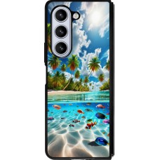 Coque Samsung Galaxy Z Fold5 - Silicone rigide noir Plage Paradis