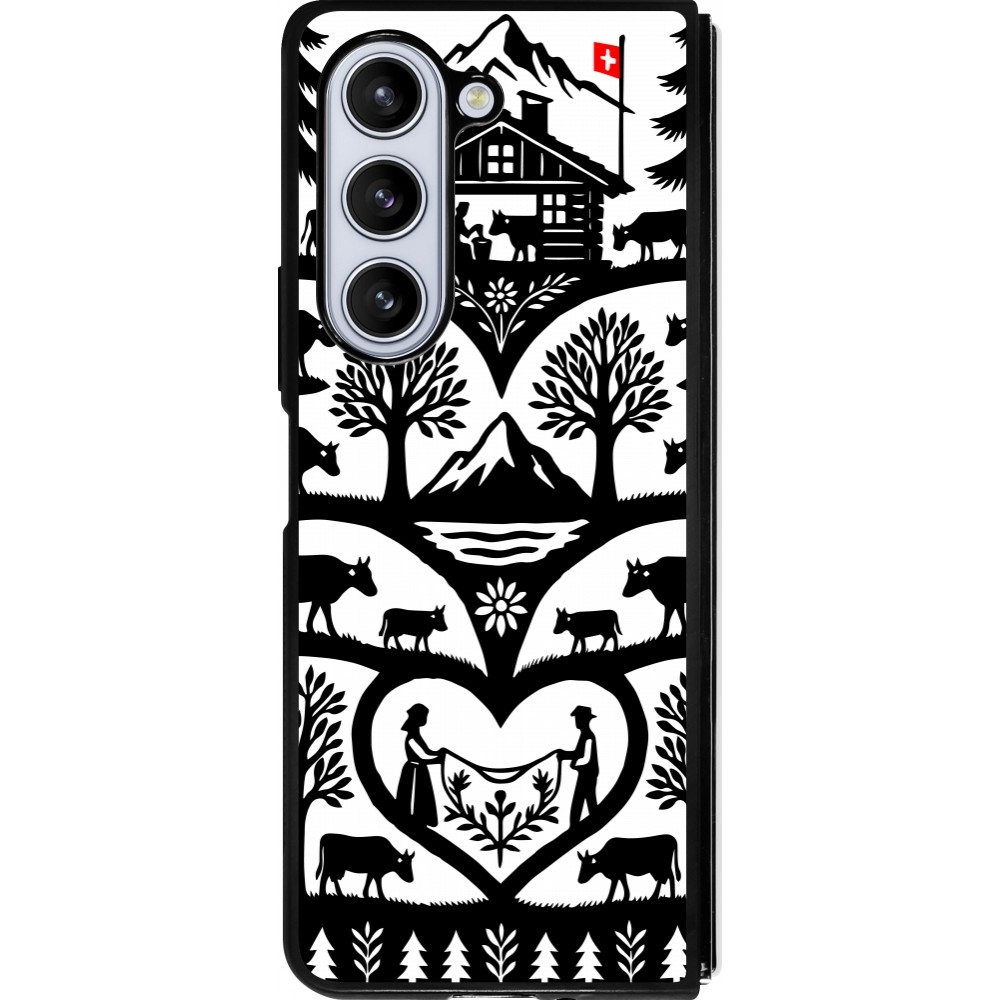 Coque Samsung Galaxy Z Fold5 - Silicone rigide noir Poya Suisse 2