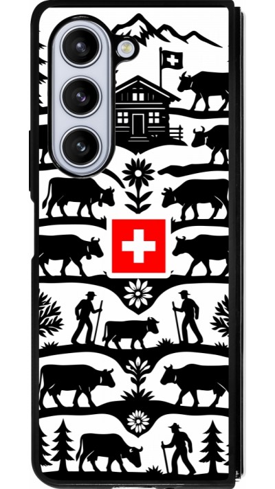 Coque Samsung Galaxy Z Fold5 - Silicone rigide noir Poya Suisse 3