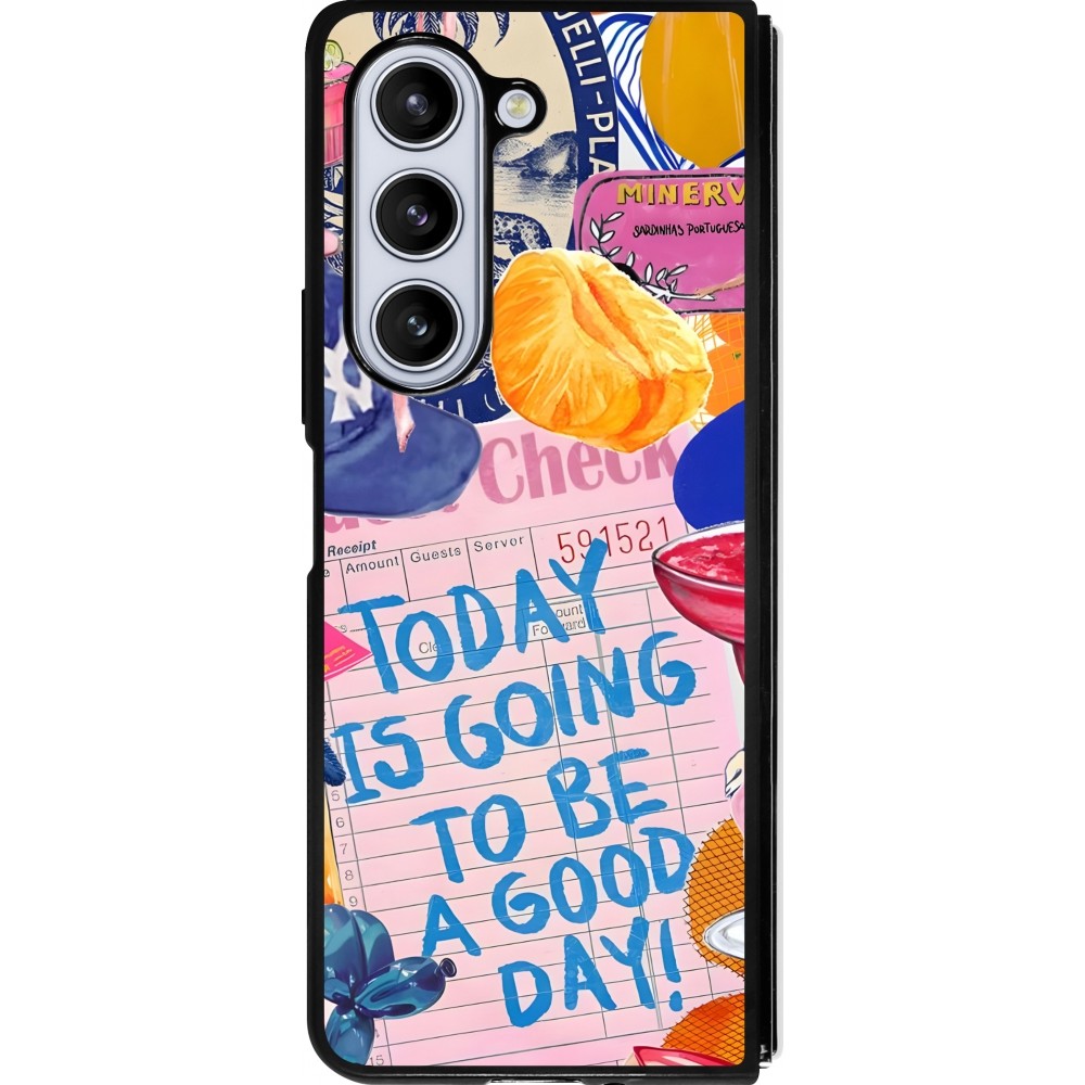 Coque Samsung Galaxy Z Fold5 - Silicone rigide noir Preppy Today is Going to be a good day