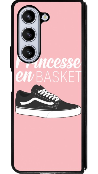 Coque Samsung Galaxy Z Fold5 - Silicone rigide noir princesse en basket