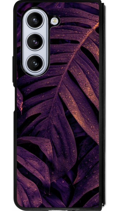 Coque Samsung Galaxy Z Fold5 - Silicone rigide noir Purple Light Leaves