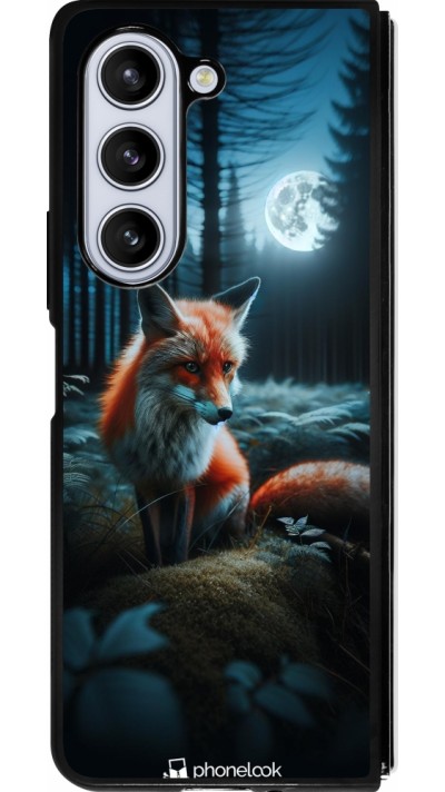 Samsung Galaxy Z Fold5 Case Hülle - Silikon schwarz Fuchs Mond Wald