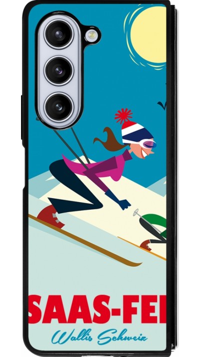 Coque Samsung Galaxy Z Fold5 - Silicone rigide noir Saas-Fee Ski Downhill