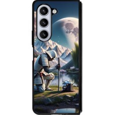 Coque Samsung Galaxy Z Fold5 - Silicone rigide noir Samurai Katana Lune