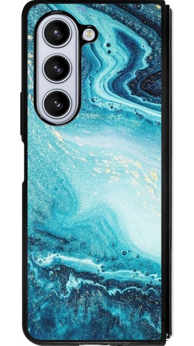 Coque Samsung Galaxy Z Fold5 - Silicone rigide noir Sea Foam Blue