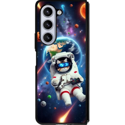 Samsung Galaxy Z Fold5 Case Hülle - Silikon schwarz VR SpaceCat Odyssee