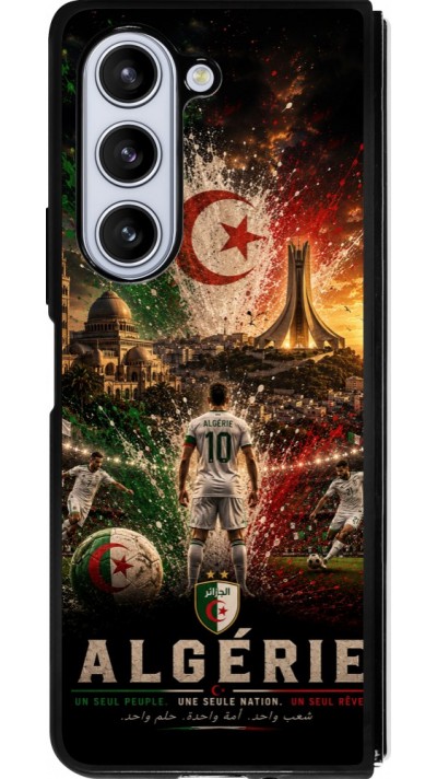 Coque Samsung Galaxy Z Fold5 - Silicone rigide noir Football Algérie splash 2026