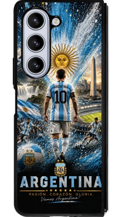 Coque Samsung Galaxy Z Fold5 - Silicone rigide noir Football Argentine splash 2026
