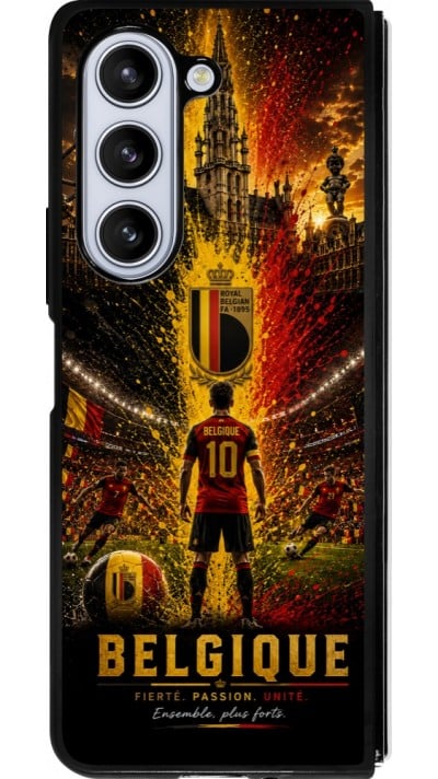 Coque Samsung Galaxy Z Fold5 - Silicone rigide noir Football Belgique splash 2026