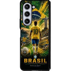 Coque Samsung Galaxy Z Fold5 - Silicone rigide noir Football Brésil splash 2026