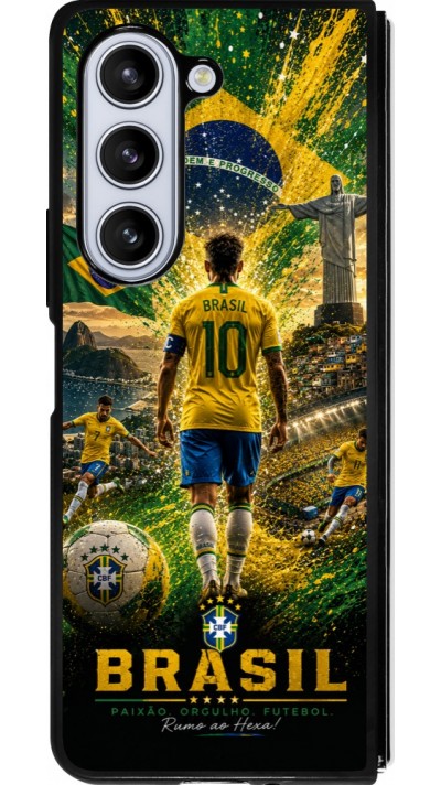 Coque Samsung Galaxy Z Fold5 - Silicone rigide noir Football Bre?sil splash 2026
