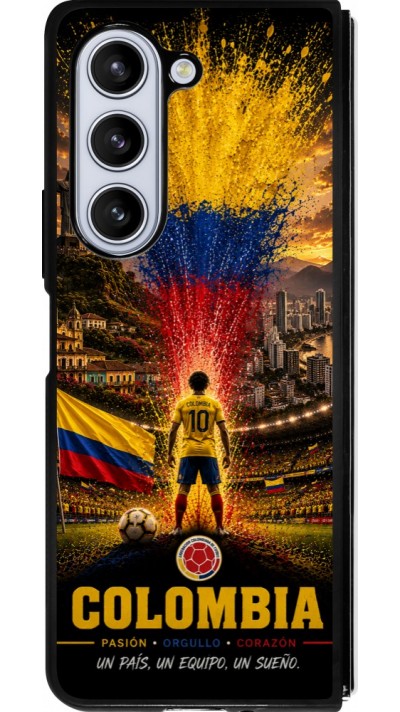 Coque Samsung Galaxy Z Fold5 - Silicone rigide noir Football Colombie splash 2026