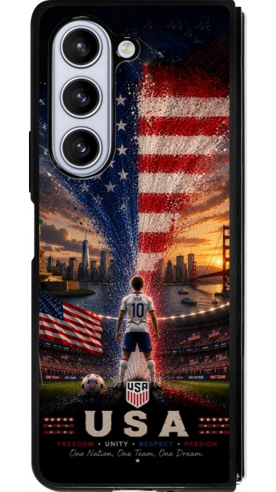 Coque Samsung Galaxy Z Fold5 - Silicone rigide noir Football États-Unis splash 2026