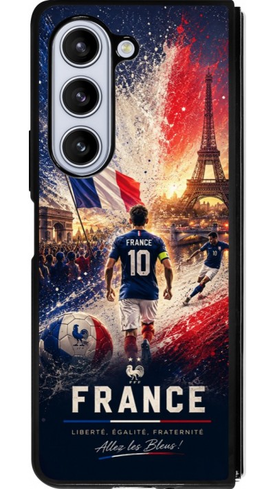 Coque Samsung Galaxy Z Fold5 - Silicone rigide noir Football France splash 2026