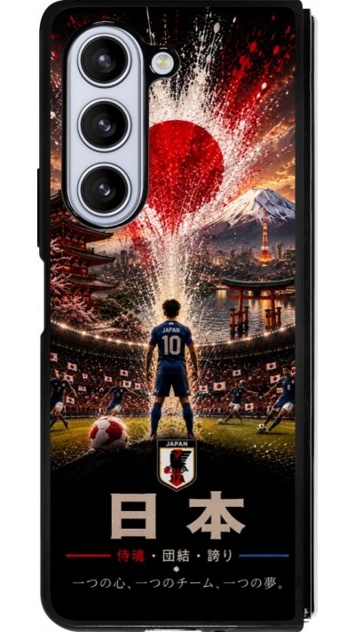 Coque Samsung Galaxy Z Fold5 - Silicone rigide noir Football Japon splash 2026