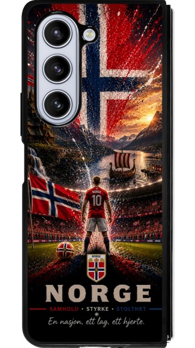 Coque Samsung Galaxy Z Fold5 - Silicone rigide noir Football Norvège splash 2026