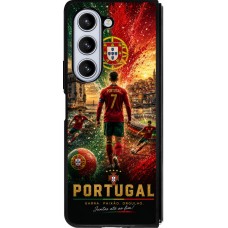 Coque Samsung Galaxy Z Fold5 - Silicone rigide noir Football Portugal splash 2026