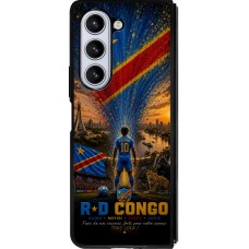 Coque Samsung Galaxy Z Fold5 - Silicone rigide noir Football République démocratique du Congo splash 2026