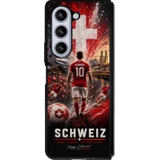 Coque Samsung Galaxy Z Fold5 - Silicone rigide noir Football Schweiz splash 2026