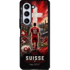 Coque Samsung Galaxy Z Fold5 - Silicone rigide noir Football Suisse splash 2026