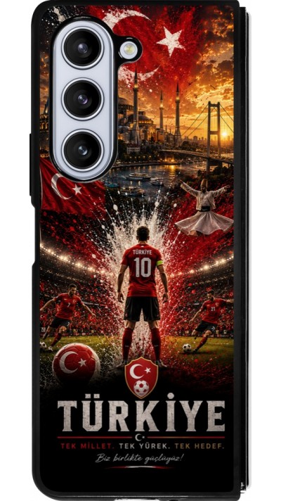 Coque Samsung Galaxy Z Fold5 - Silicone rigide noir Football Turquie splash 2026